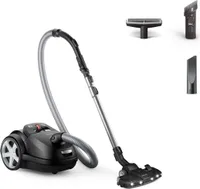 Philips 8000 Series Performer LED Bagged Vacuum Cleaner - Motor de 900 W, TriActive+ LED-Düse, HEPA, 12 m, Bags de Long Life, Black Intenso (XD8122/10)
