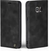 Handy Hülle für Samsung Galaxy S7 edge Klapphülle Bookcase Flip Cover Handy Tasche Etui Farbe: Schwarz