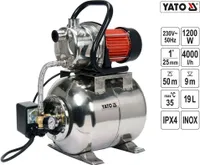 YATO Edelstahl Hauswasserwerk 1200W Gartenpumpe Pumpe Hauswasserversorgung Förderung von klarem Wasser zuverlässige Wasserversorgung, Fördermenge 4000 l/h mit integriertem Manometer