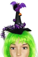 Hexen Fledermaus Mini-Hut als Haarreif (Halloween Kostüm Party Accessoires)