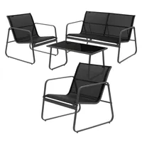 ML-Design zahradní nábytek 4-dílný, černý, z oceli a textilenu pro 4 osoby