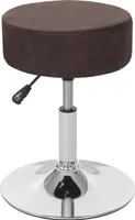 Stolička HWC-C22, sedací taburet make-up stolička, výškově nastavitelná Ø 35 cm  imitace semiše, vintage tmavě hnědá