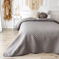 Tagesdecke Bett Bettüberwurf Überwurf Grau 240x260cm Sofaüberwurf Steppdecke Sofa Decke Überwurfdecke Tages Decken Betthusse Überdecke gesteppte