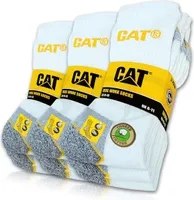 9 Paar CAT® CATERPILLAR REAL WORK SOCKS Damen Herren Arbeitssocken Business Socken Strümpfe in Weiß und Größe 41-45