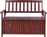 BELIANI Gartenbank Mahagonibraun Akazienholz 120 cm mit Armlehnen Stauraum Modern Rustikal Garten Terrasse Wintergarten Ausstattung Sitzmöbel Outdoor