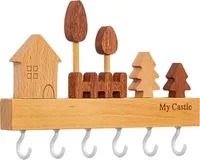 Schlüsselhalter für die Wand mit 6 Schlüsselhaken, Holz Schlüsselbrett mit Ablage Wandmontage, Schlüsselaufhänger, Schlüsselablage (Weiß)