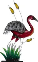 Wanddeko Deko Vogel Kranich Reiher Metall Hänger Figur Skulptur Wandbild Blume