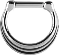 Karisma Edelstahl 316L Septum Clicker 3 Ringe Concave Segment Sharnier Ring Ohrring Nase 1,2x8mm - Silber