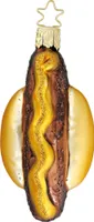 Christbaumschmuck Coburger Bratwurst Glas 8cm braun / gold, 1 Stück