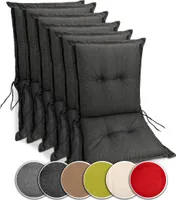sunnypillow 6 Stück Gartenstuhlauflagen Niedriglehner 100 x 50 x 9 cm  Auflage Polsterauflagen UV-Lichtecht Stuhlauflage Stuhlkissen  Anthrazit