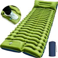 Isomatte, Camping Isomatte, Ultraleichte aufblasbare Isomatte mit eingebauter Fußpumpe, Doppelseitige farbige Luftmatratze mit Kissen, Grün & Blau