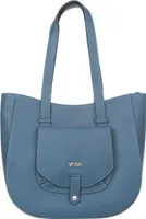 Copertina Damenhandtasche aus italienischem Leder – Silberne Beschläge, 36x32x13 cm, Blau, Hochwertige Verarbeitung, Reißverschluss und Fächer