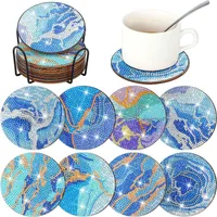 8 Stück Diamant-Kunst-Untersetzer mit Ständer, Katzenform, DIY-Diamant-Kunst-Untersetzer, Diamant-Kunst-Kit, Diamant-Handwerk Untersetzer für Erwachsene, Kinder