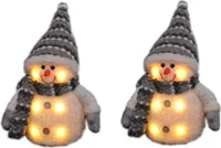 2er Set Dekofigur Schneemann LED Beleuchtung