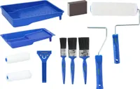 Kinzo Malerset, 12-teilig, Starter-Kit für Anstrich von Wand und Decke mit Pinsel, Farbroller, Farbwanne, Blau