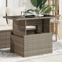 vidaXL Zahradní stůl se skleněnou deskou šedý 100x55x73 cm z polyratanu