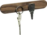 QUVIO Magnetisches Schlüsselbrett - Schlüsselhalter - Schlüsselbrett - Schlüsselbrett - Schlüsselkasten - Hallenzubehör - Inklusive Befestigungsmaterial - Holz - 15,5 x 2,5 x 1 cm - Braun