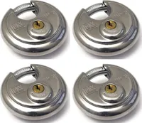4 x Rundes Vorhängeschloss 70 mm - Gleichschliessend - mit 8 Schlüssel