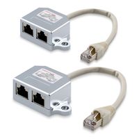 kwmobile 2x Netzwerkkabel Splitter Anschlussverdoppler - Netzwerk ISDN Adapter LAN Verteiler - T-Adapter - Netzwerk Kabel auf 1x ISDN 1x Ethernet