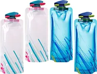 700ML Faltbare Wasserflaschen Wiederverwendbare Trinkflasche Zusammenklappbare Trinken Flasche Bag für Wandern,Abenteuer, Reisen 4 Stück