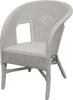 KRINES HOME Rattan-Sessel / Stapelsessel Bella in der Farbe Weiss, aus Natur-Rattan Korbsessel Flechtsessel