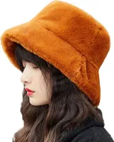 Damen Hut Winter Weiche Kunstpelz Flauschige Fischerhut Breite Krempe Fellmütze Winter Warme Mütze für Mädchen