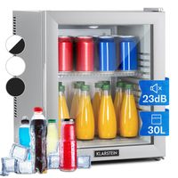 Klarstein Kühlschrank, Mini Kühlschrank mit Glastüre, Mini-Kühlschrank für Getränke, Snacks & Kosmetik, Kühlschrank Klein & Leise, Verstellbare Ablagen, Kleiner Skincare Kühlschrank 12-18°C, 32L