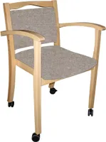 Seniorenstuhl mit Armlehnen auf Rollen Alexander Pflegestuhl Armlehnenstuhl Stoff Kariba Beige