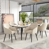 MODFU Esszimmerstühle Polsterstuhl(6er Set)mit Metallbeine, Wohnzimmerstuhl Küchenstuhl mit rücken und Armlehne, Stuhl Essstuhl Küche für Wohnzimmer Schlafzimmer, Samt Beige