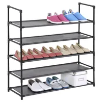 Schuhregal Stoffregal Kellerregal l WILLY, 5 Böden im einfachen Stecksystem, genügend Platz für ca. 20 Paar Schuhe, in der Farbe schwarz