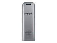 PNY FD64GESTEEL31G-EF - 64 GB - 3.2 Gen 1 (3.1 Gen 1) - 20 MB/s - Dia - Edelstahl