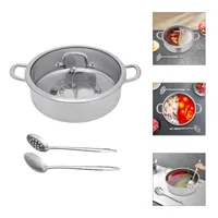 Garnek do gotowania na gorąco ze stali nierdzewnej 32 cm 304 klasy spożywczej Shabu Hot Pot z przegrodą i pokrywką Nadaje się do płyty indukcyjnej Płyta gazowa