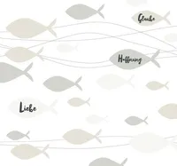 20 Servietten Communion Fishes cream - Fische mit Liebe, Glaube und Hoffnung creme 33x33cm