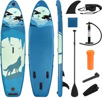 Fortuna Lai SUP-Board LDHJ, (sada, včetně nastavitelného pádla, ruční pumpy, vodítka na nohy, ocasní ploutve), s batohem, nástrojem na záplaty a vodotěsnou taškou, 305x84x12cm - ideální pro vodní sporty