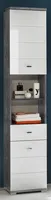 Hochschrank Badschrank Beistellschrank Bad Seitenschrank Badmöbel "Peter I" Beton / Weiß tiefzieh Hochglanz