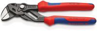 KNIPEX 86 02 180 SB Zangenschlüssel Zange und Schraubenschlüssel in einem Werkzeug mit Mehrkomponenten-Hüllen grau atramentiert 180 mm (SB-Karte/Blister)