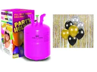 Helium sada HELIUM KING OF BALLOONS + SADA LATEXOVÝCH BALÓNKŮ - chromovaná  zlatá, stříbrná, černá - 7 ks - 30 cm
