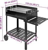 Grill kolumnowy Grill stojący Grill na węgiel drzewny Grill na 2 kółkach