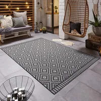 In- & Outdoor Teppich Breeze Schwarz Creme, Größe:120x170 cm