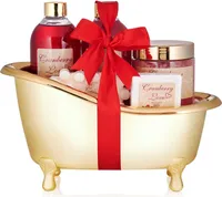 BRUBAKER Cranberry Love Badeset mit Wanne goldfarben 6 -teilig