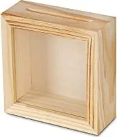 Spardose Holzspardose zum Basteln und Dekorieren Geldgeschenk Sparbüchse Holz-Rahmen mit Sichtfenster,Bilderrahmen zum Befüllen (Mini Quadrat)