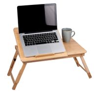 Nastavitelný stolek na notebook - stolek na postel pro notebook - stojan na notebook na postel - 21,5 x 27,5 CM - skládací stolek na postel - s držákem na pití a přihrádkou na tablet - bambusové dřevo