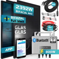 SUNNIVA® 2392W Balkonkraftwerk komplett Steckdose, ECOFLOW 800W Wechselrichter, PV Solaranlage, 4x460W BIFAZIAL, FULL BLACK, Glas-Glas, 5m Kabel
