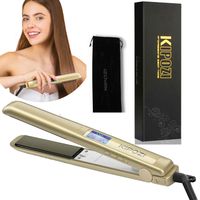 KIPOZI Pro Glätteisen Haarglätter K137 Gold Digital LCD ionische Titan-Platten Anti-Spliss, 2 in 1 Curl & Straight, Für Alle Altersgruppen und Alle Haartyp, 1 inch Platten,  170℉-450℉(80℃-230℃) Temperatureinstellung, Reisegröße