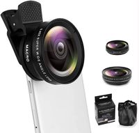 Tragbares Handy-Kameraobjektiv, 2-in-1 Fischaugen-Objektiv + 0,45-facher Weitwinkel + 12,5-facher Makro-Objektiv, Universal-HD-Kameraobjektiv-Set für Handy, Handy, Smartphone