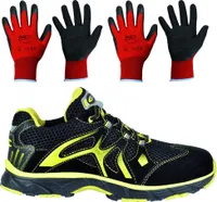 Cofra Sicherheitsschuhe NEW DOGVILLE BLACK S1 P SRC Größe 45 inklusive 2 Paar Arbeitshandschuhe Größe 9 & 10