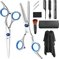 11 Stück Professionell Haarschneidescheren Friseurscheren Set Ausdünnungsschere, Rasiermesserkamm, Clips, Friseurscheren-Kit, Friseurset für Damen,Herren,Kinder