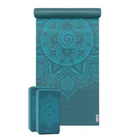 Yoga-Set Starter Edition - spiral mandala (Yogamatte + 2 Yogablöcke) blau