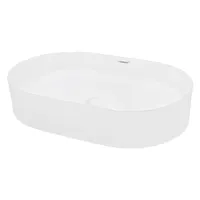 LuxeBath Waschbecken Aufsatzwaschbecken Oval, 60,5x38x12,5 cm, Weiß, aus Keramik