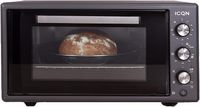 ICQN Minibackofen mit Umluft 50 Liter,  90 Min Timer, Pizza-Ofen, Mini Ofen, Innenbeleuchtung, Doppelverglasung, Turbolufter, Drehspieß
